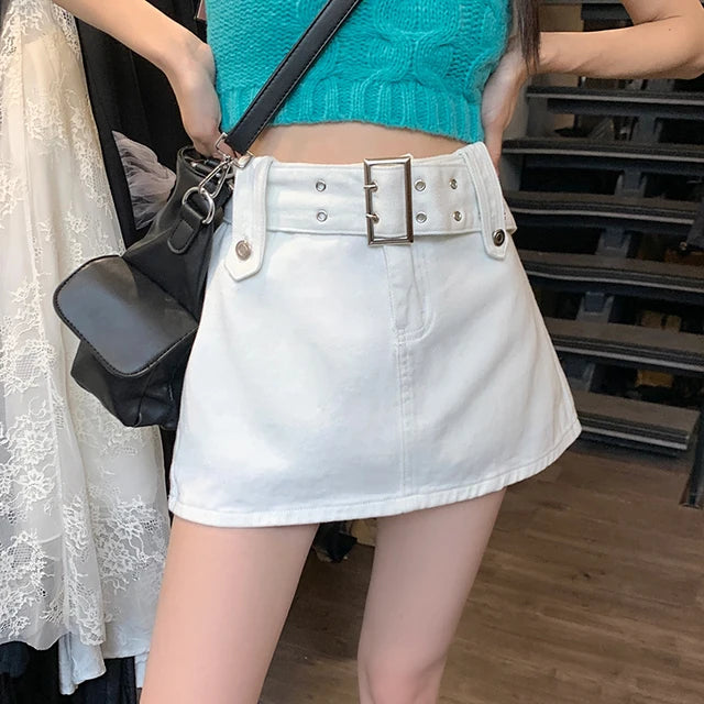 Skirts Women College Ulzzang Stylish A-line Fashion Simple Popular Summer All-match 5 Colors High Waist Solid Casual Pockets Ins