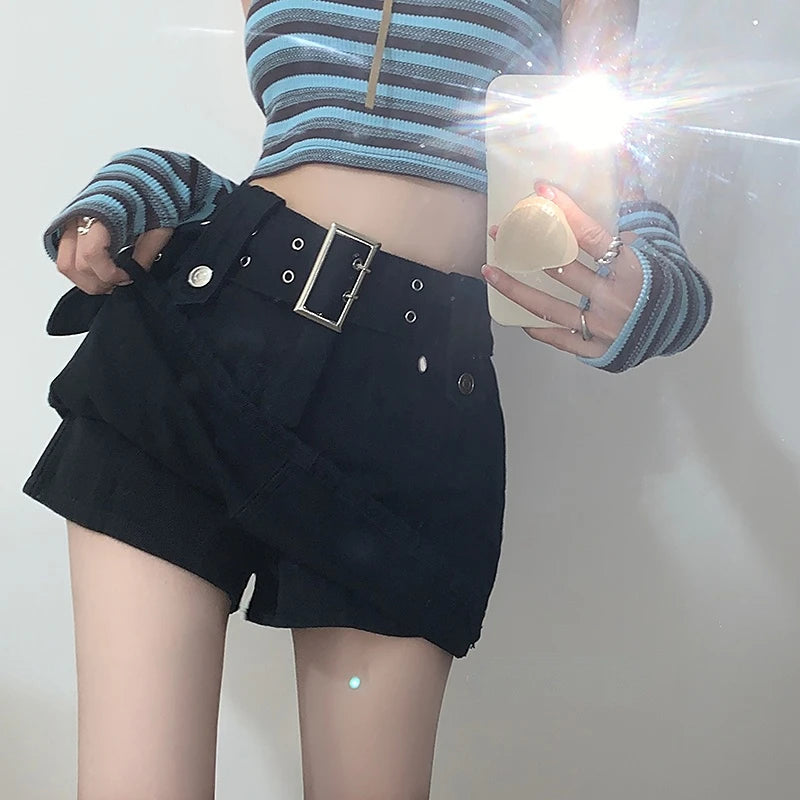 Skirts Women College Ulzzang Stylish A-line Fashion Simple Popular Summer All-match 5 Colors High Waist Solid Casual Pockets Ins